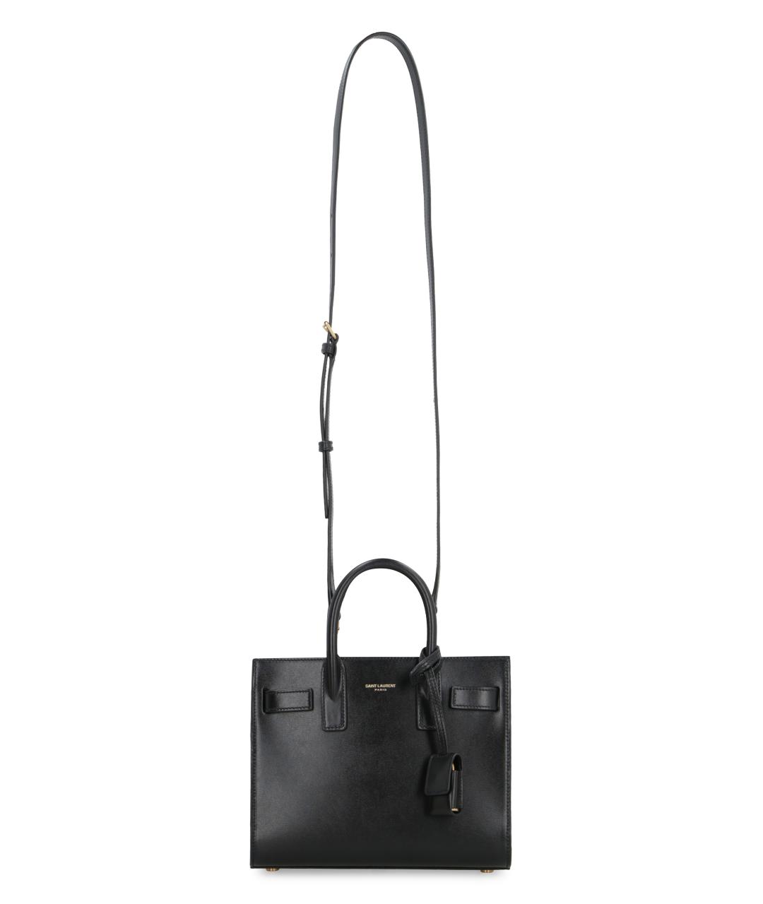 SAINT LAURENT Черная кожаная сумка тоут, фото 5