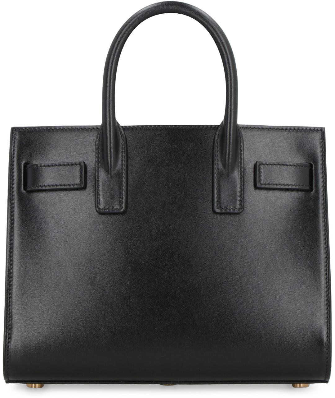 SAINT LAURENT Черная кожаная сумка тоут, фото 4