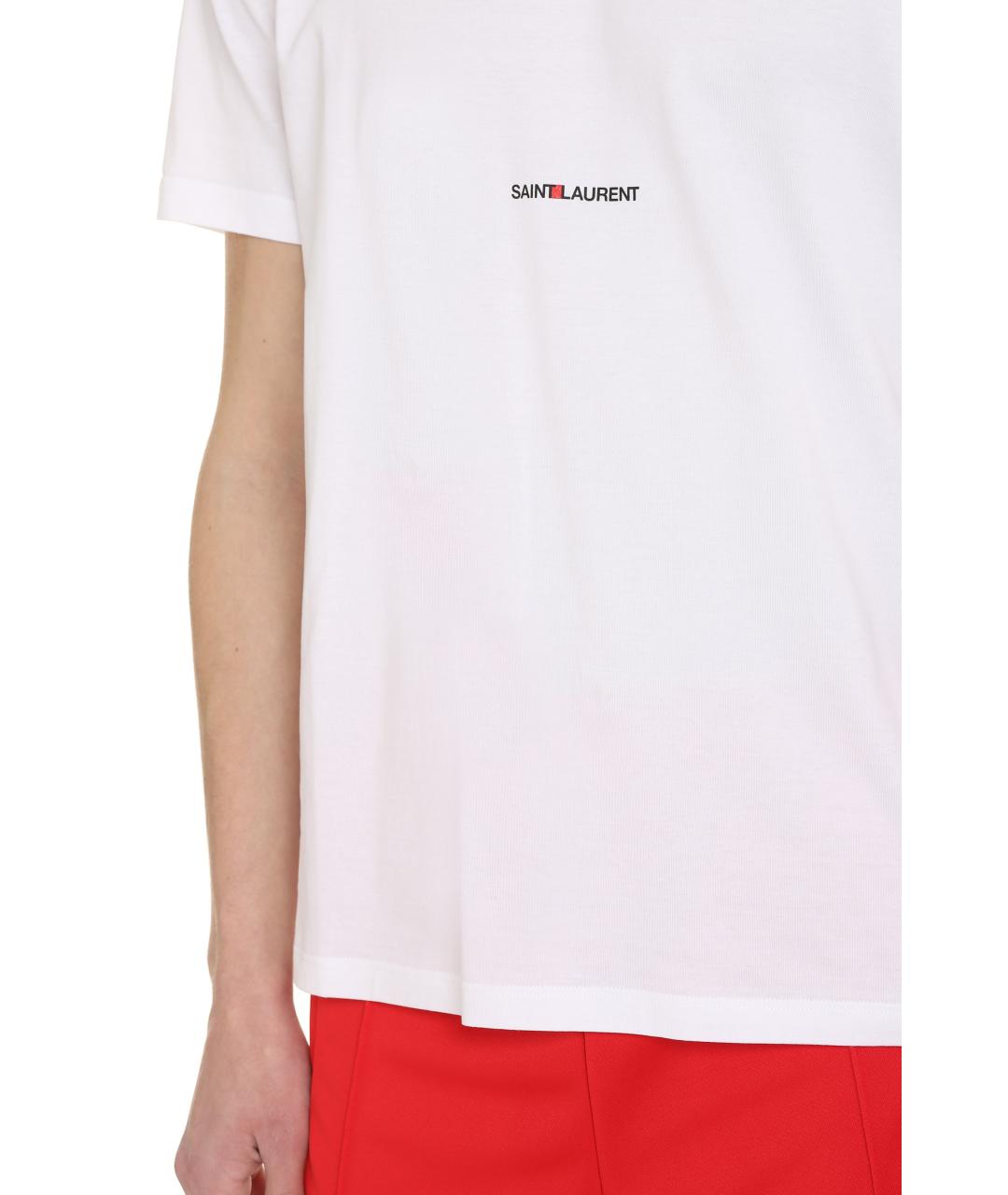 SAINT LAURENT Белая хлопковая футболка, фото 5