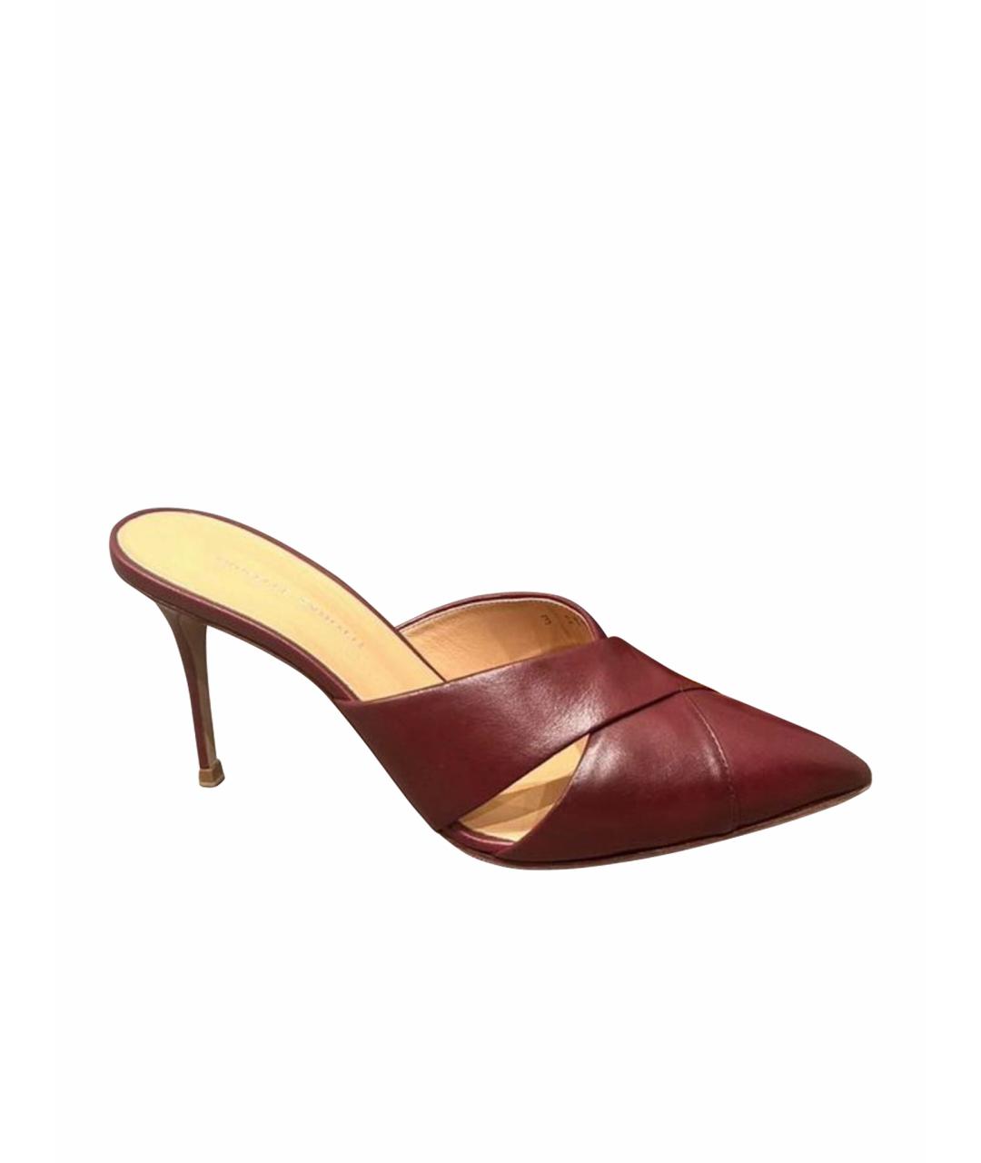 GIUSEPPE ZANOTTI DESIGN Бордовые кожаные мюли, фото 1