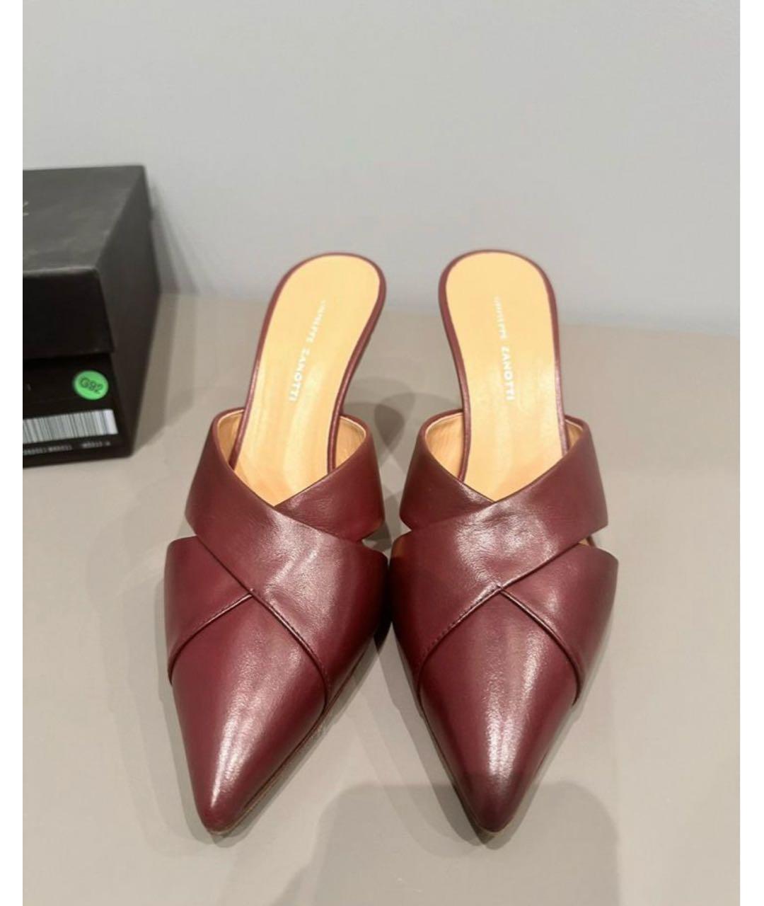 GIUSEPPE ZANOTTI DESIGN Бордовые кожаные мюли, фото 2