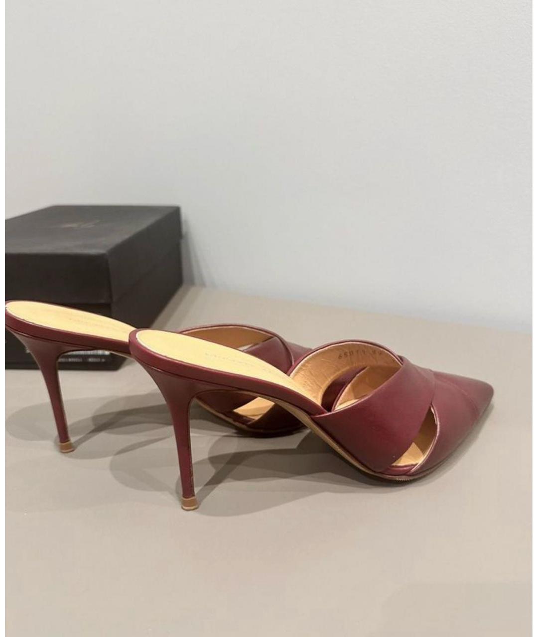 GIUSEPPE ZANOTTI DESIGN Бордовые кожаные мюли, фото 3