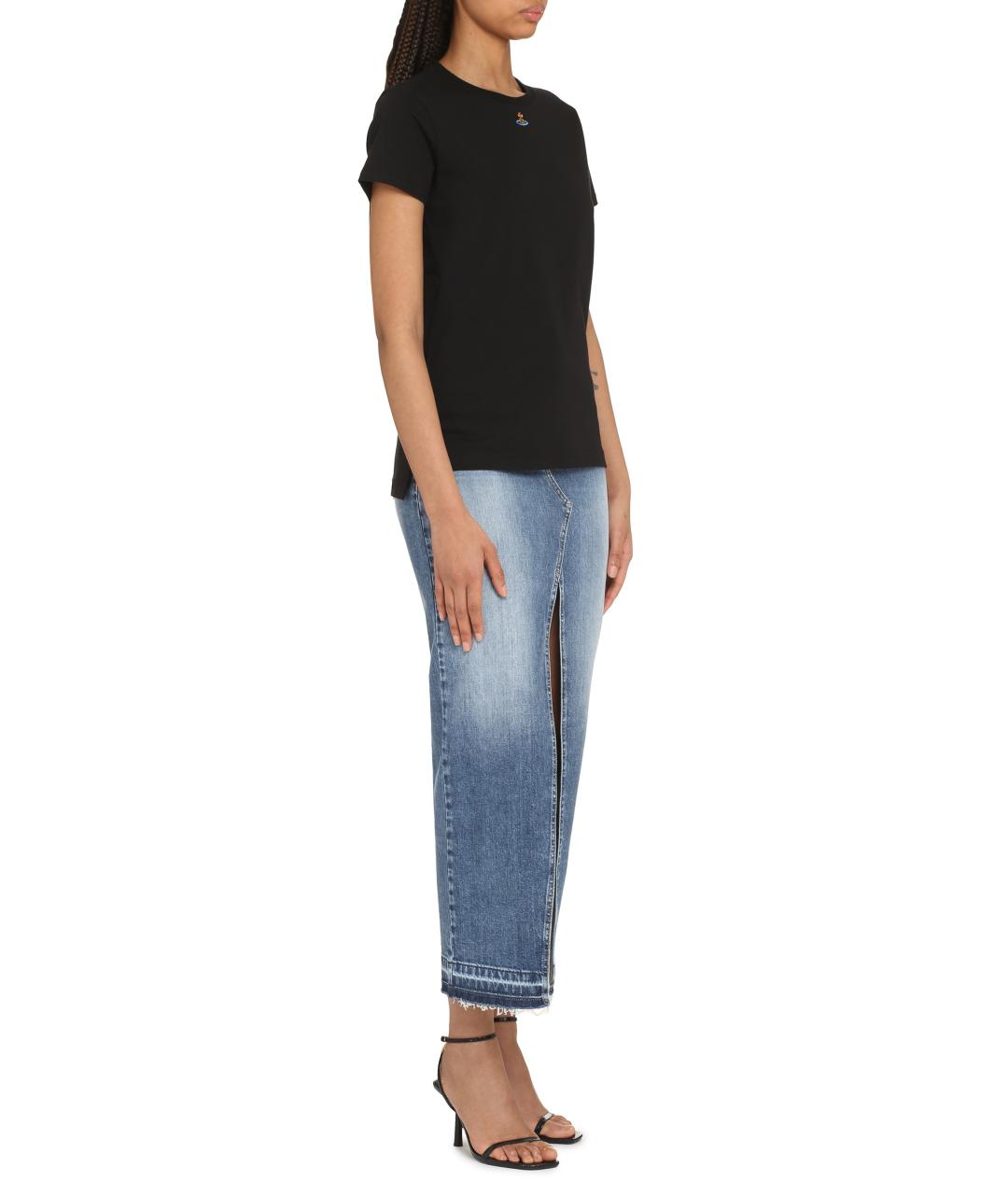 VIVIENNE WESTWOOD Черная хлопковая футболка, фото 3