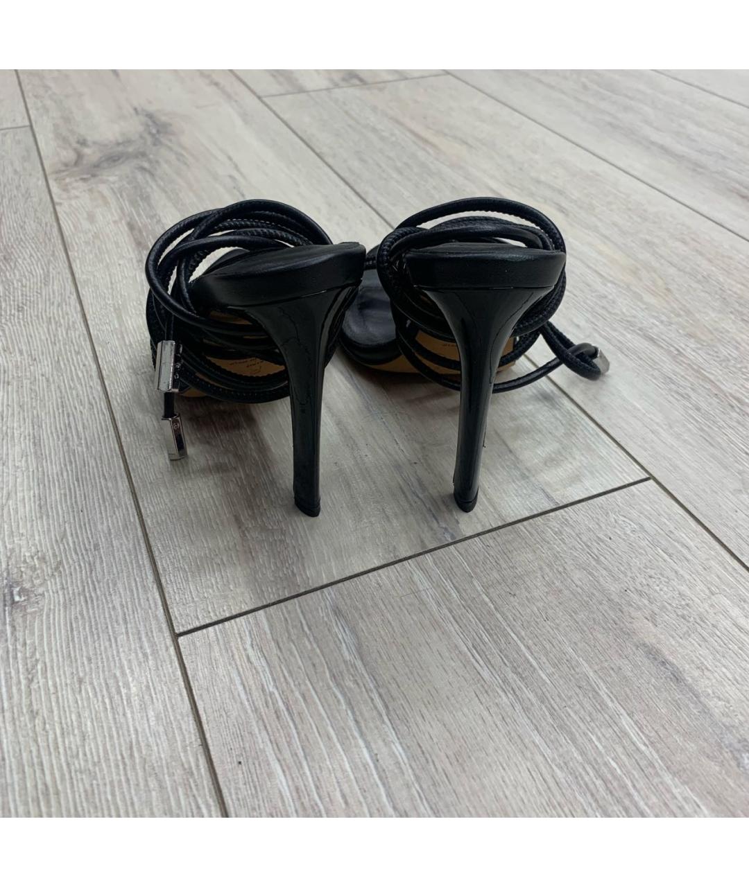 IRO Черные кожаные босоножки, фото 4