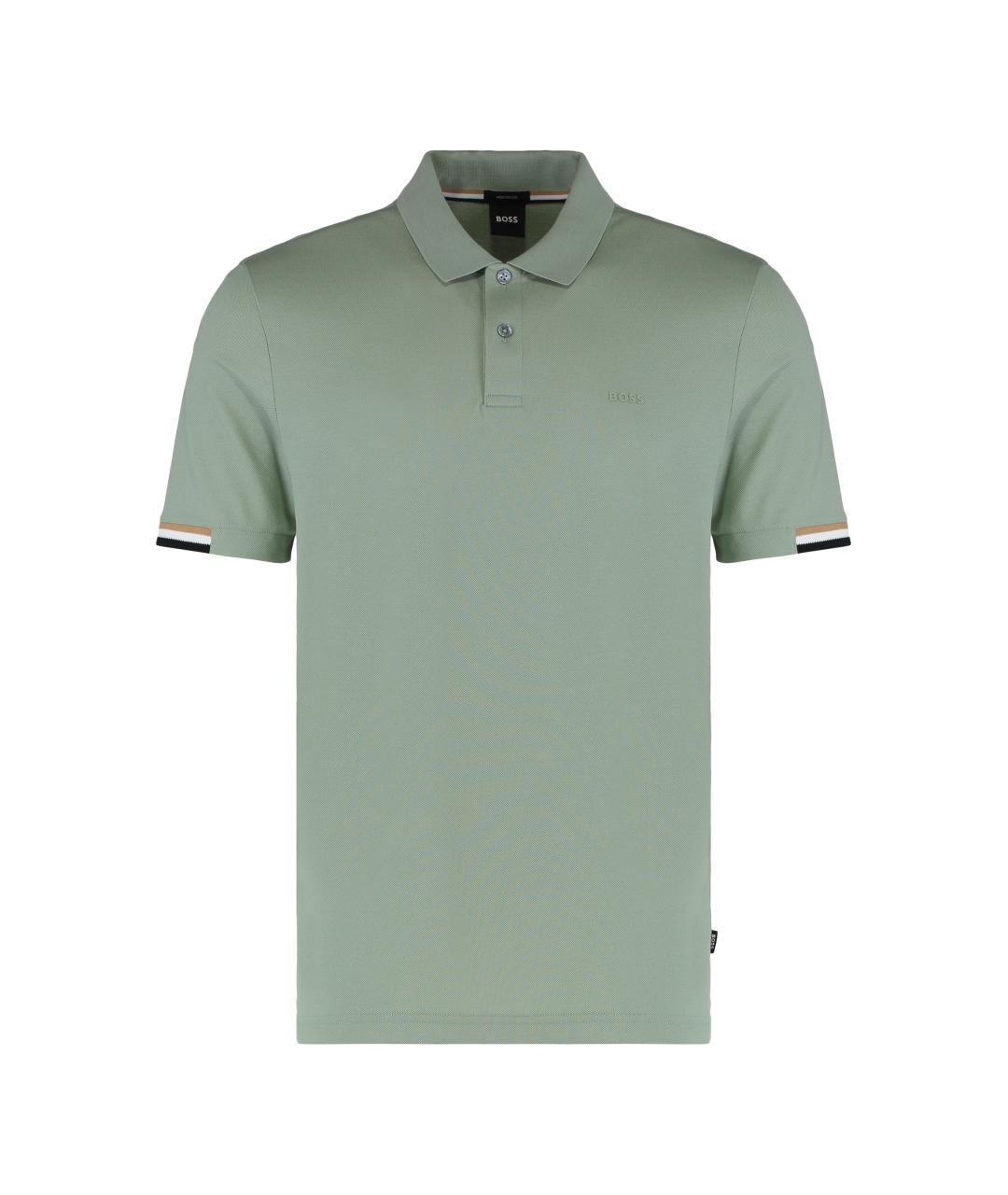 HUGO BOSS Зеленые хлопковое поло с коротким рукавом, фото 1