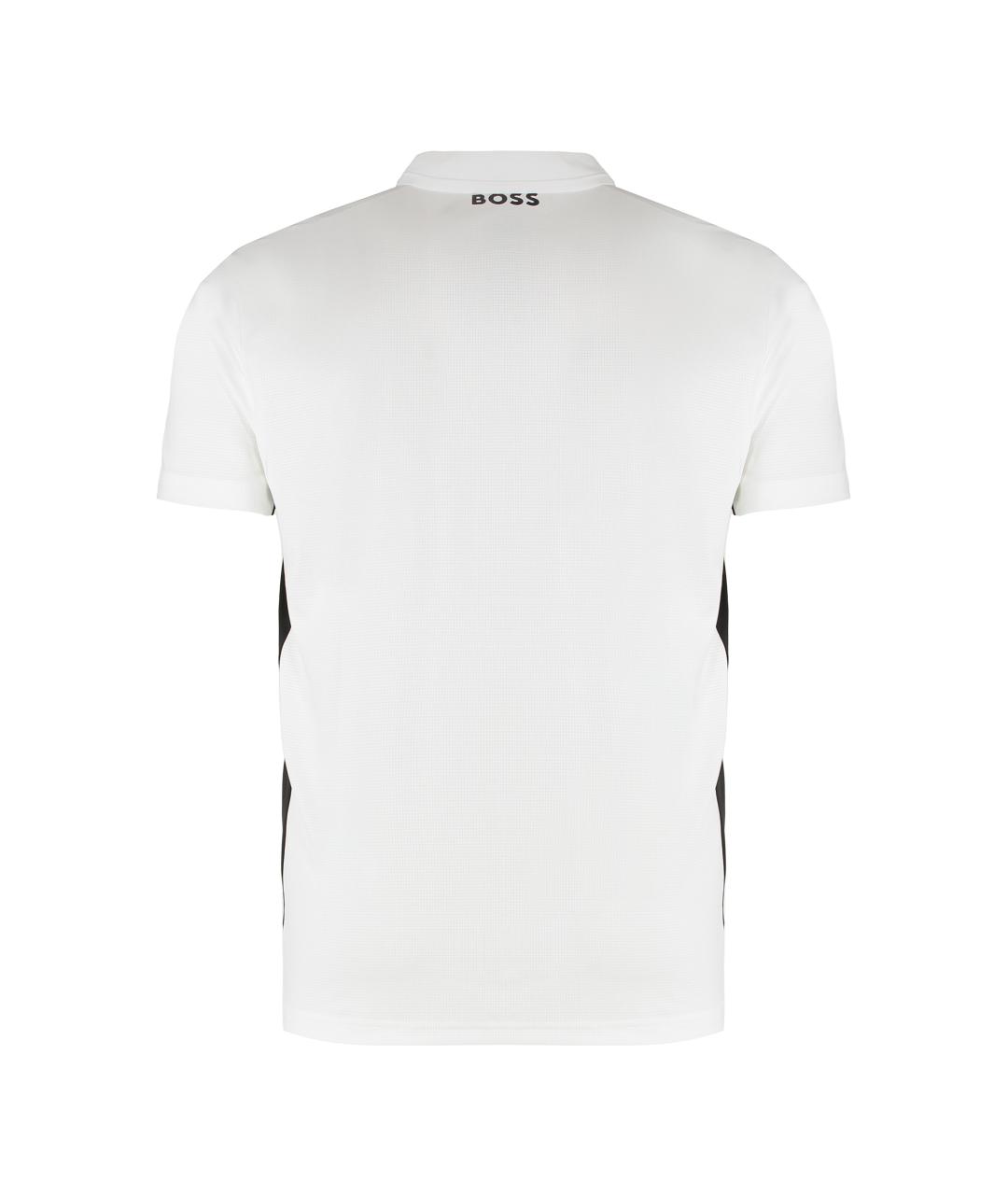 HUGO BOSS Белое синтетическое поло с коротким рукавом, фото 2