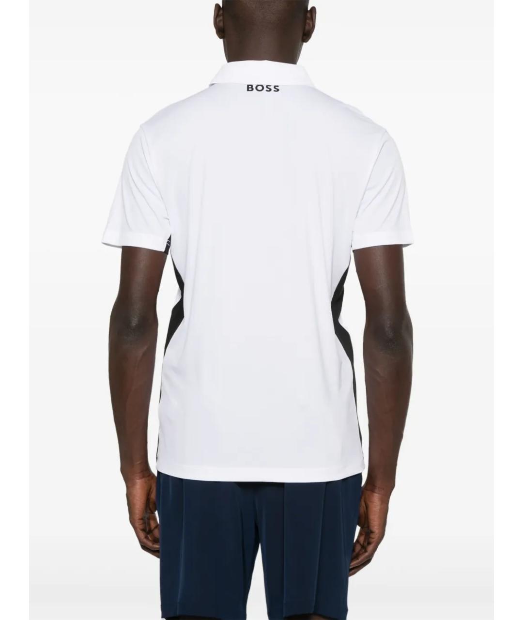 HUGO BOSS Белое синтетическое поло с коротким рукавом, фото 3