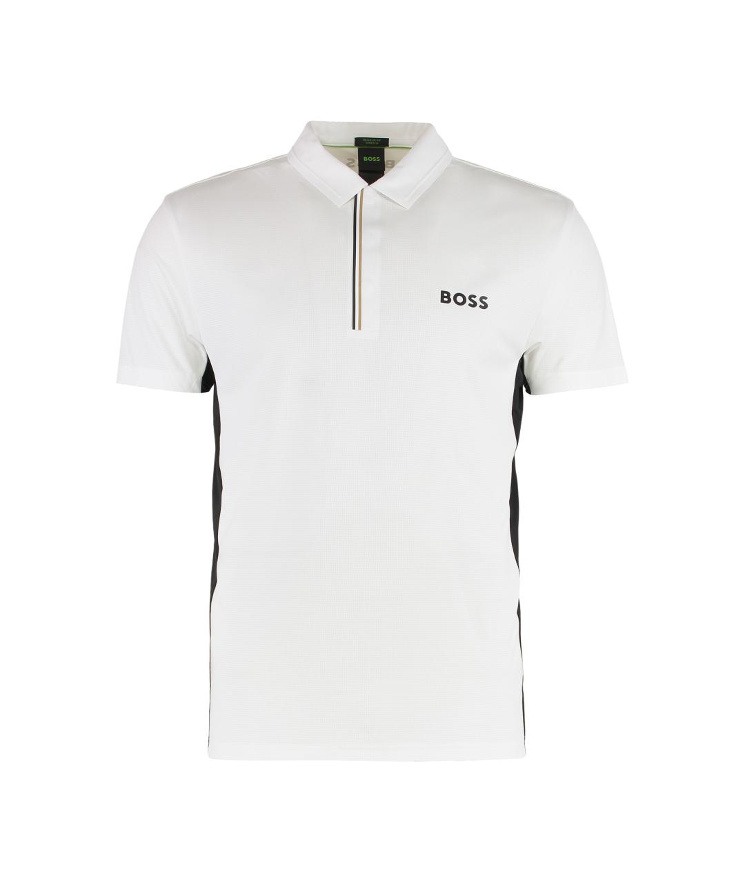 HUGO BOSS Белое синтетическое поло с коротким рукавом, фото 1