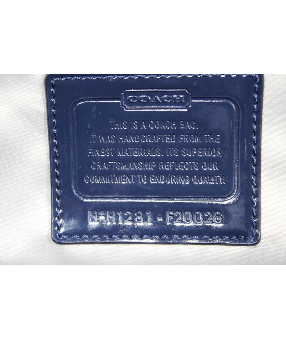 COACH Темно-синяя сумка тоут из лакированной кожи, фото 5