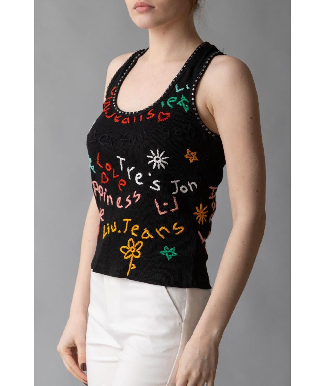 LIU JO Черная хлопковая майка, фото 4