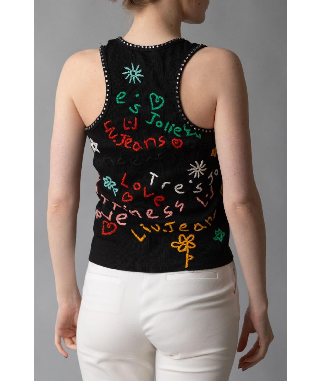 LIU JO Черная хлопковая майка, фото 5