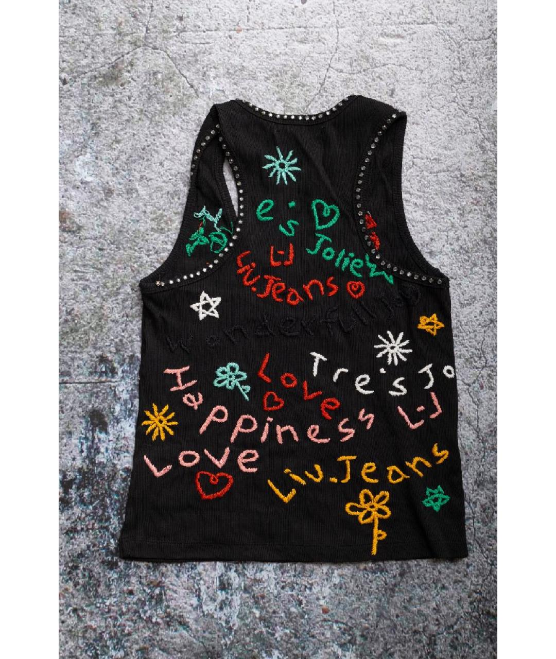 LIU JO Черная хлопковая майка, фото 2
