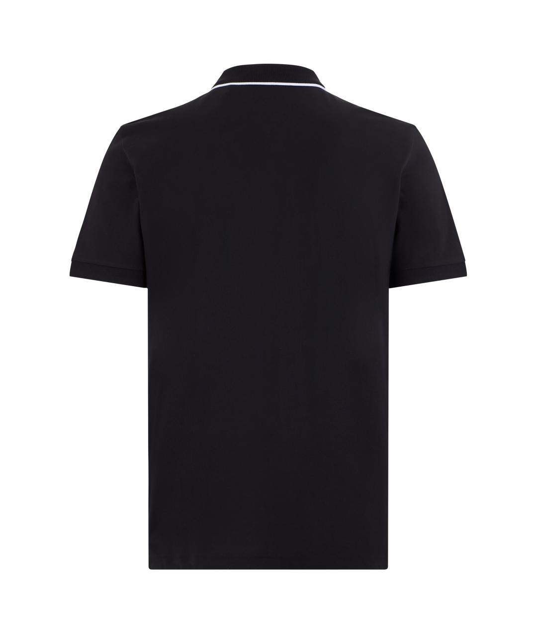 HUGO BOSS Черное хлопко-эластановое поло с коротким рукавом, фото 2