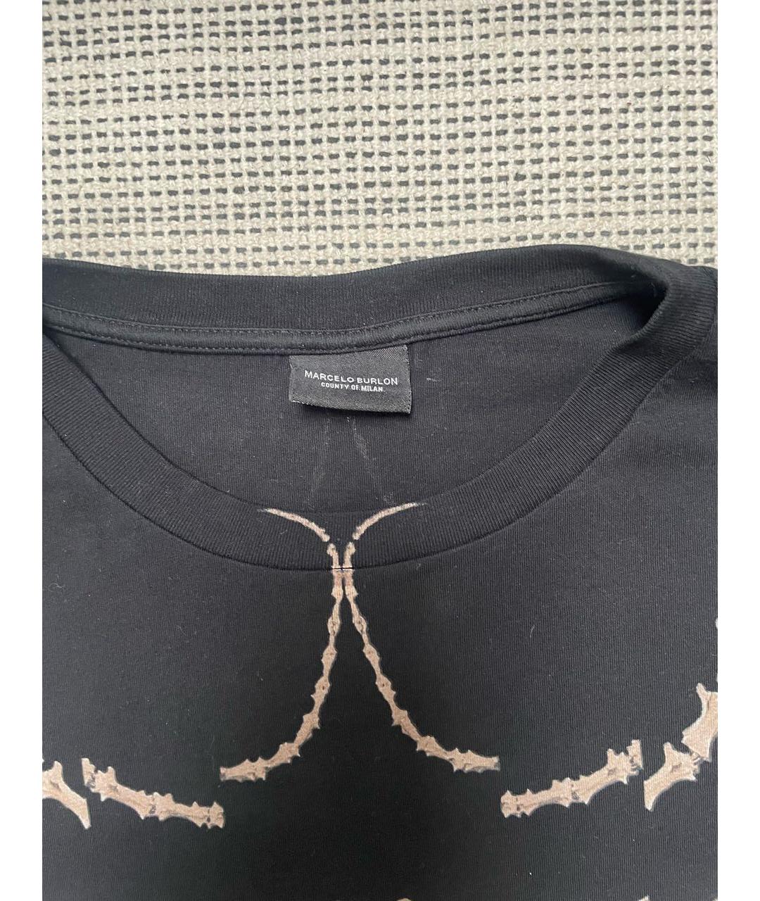 MARCELO BURLON Черная хлопковая футболка, фото 3