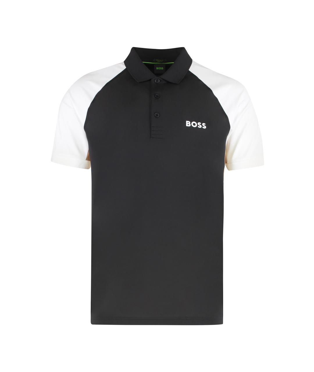 HUGO BOSS Черное синтетическое поло с коротким рукавом, фото 1