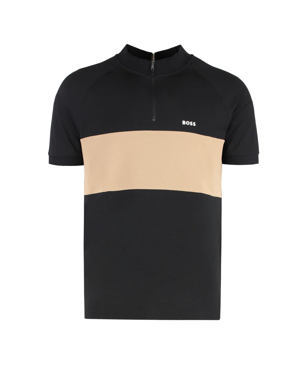 HUGO BOSS Черное хлопковое поло с коротким рукавом, фото 1