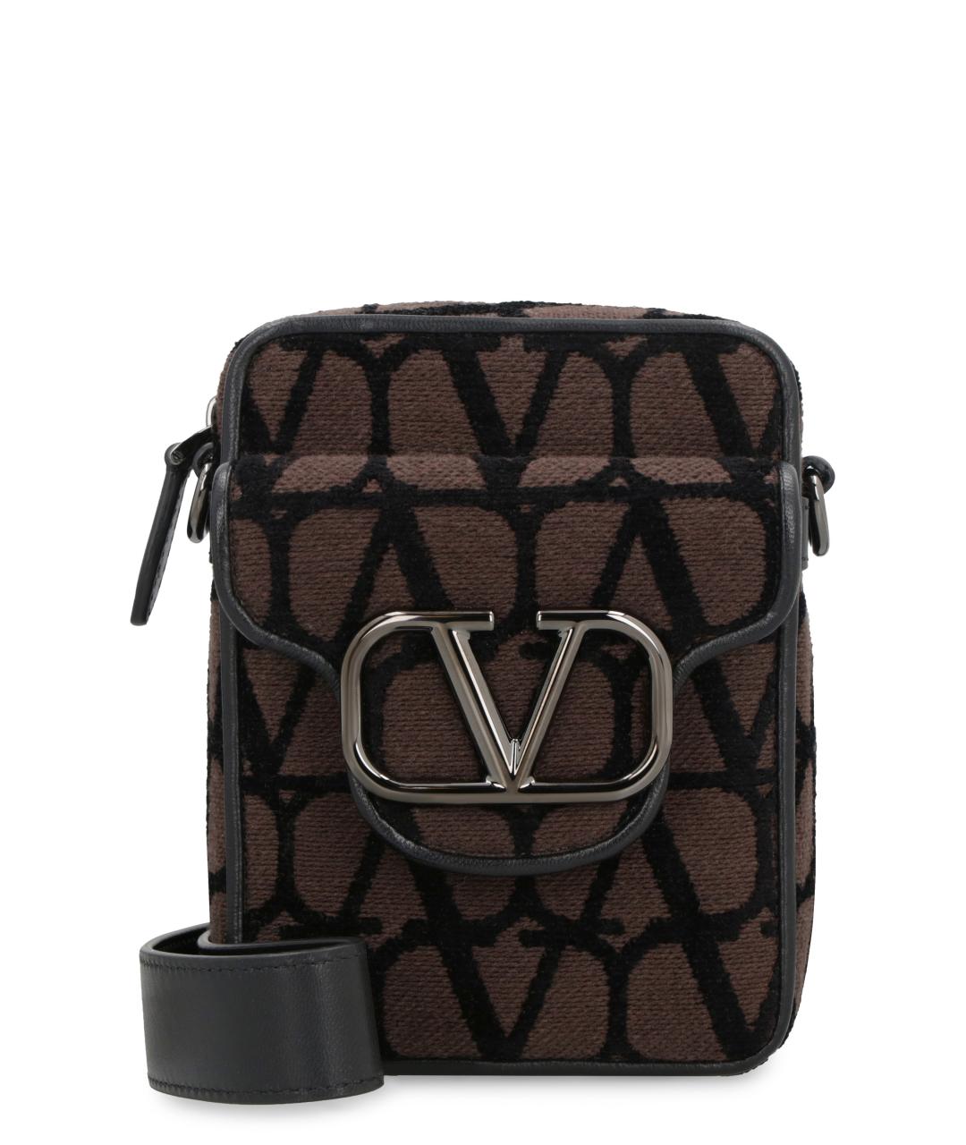 VALENTINO Коричневая хлопковая сумка на плечо, фото 1