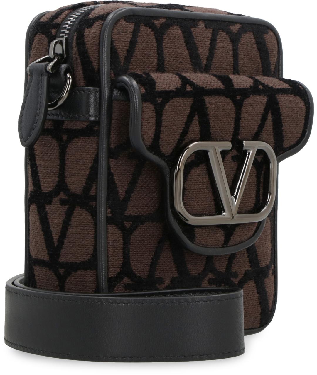 VALENTINO Коричневая хлопковая сумка на плечо, фото 3