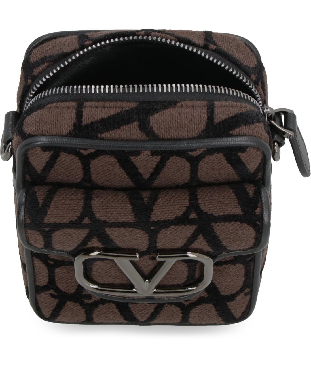 VALENTINO Коричневая хлопковая сумка на плечо, фото 6