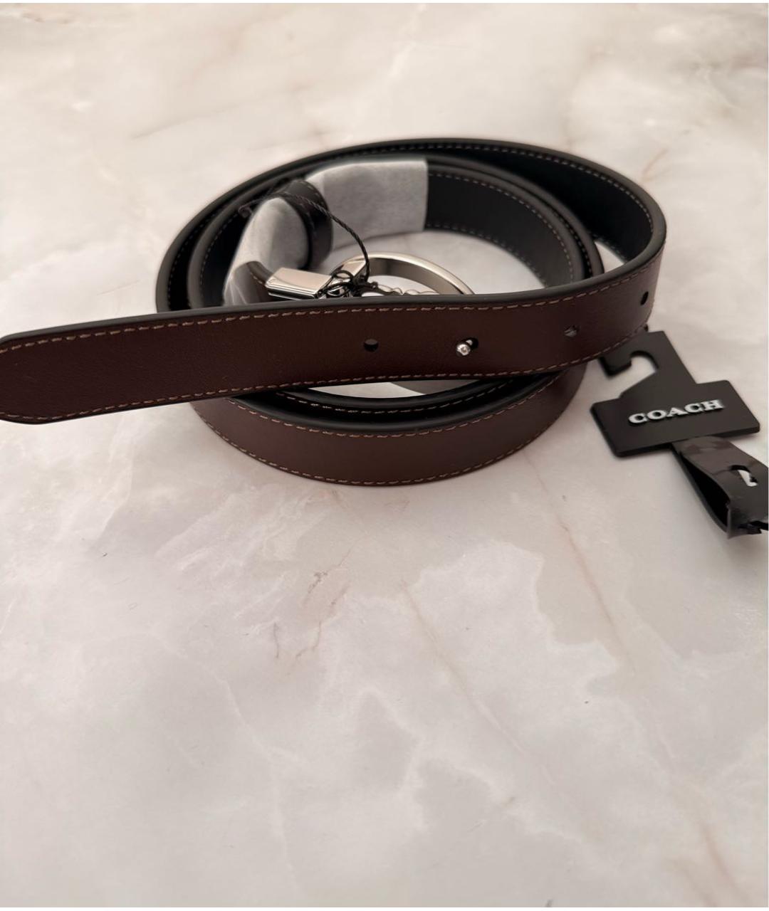COACH Черный кожаный ремень, фото 3