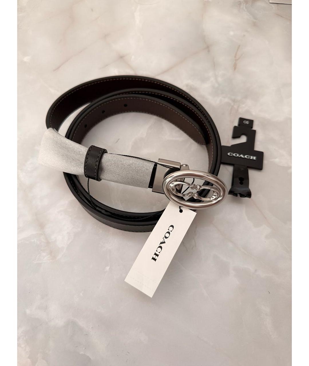 COACH Черный кожаный ремень, фото 2