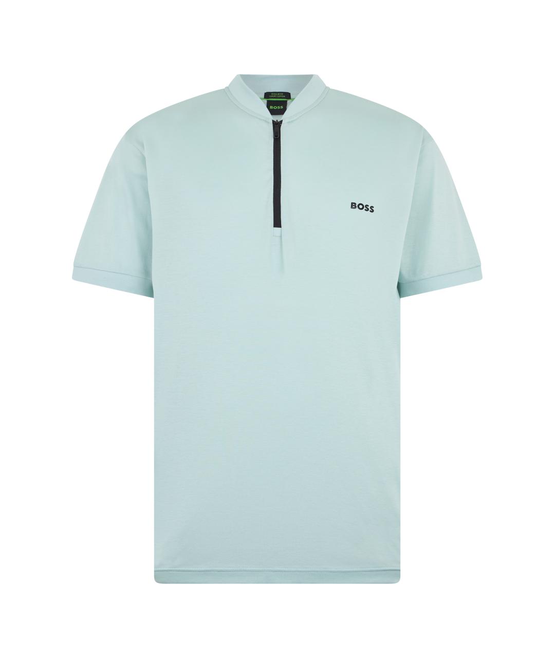 HUGO BOSS Бирюзовое хлопковое поло с коротким рукавом, фото 1
