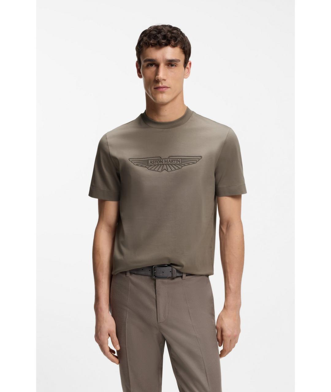 HUGO BOSS Коричневая хлопковая футболка, фото 3