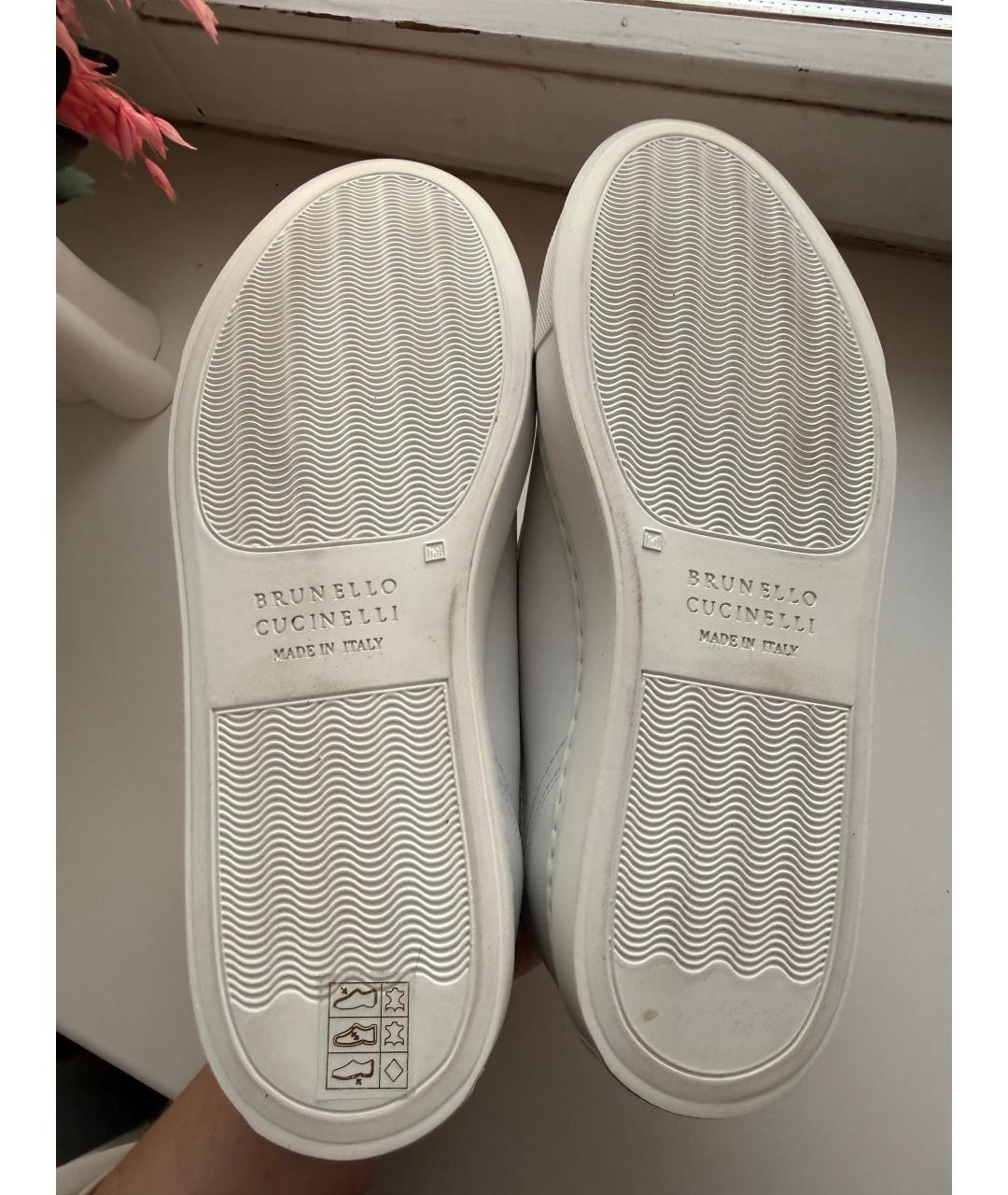 BRUNELLO CUCINELLI Белые кожаные кеды, фото 5