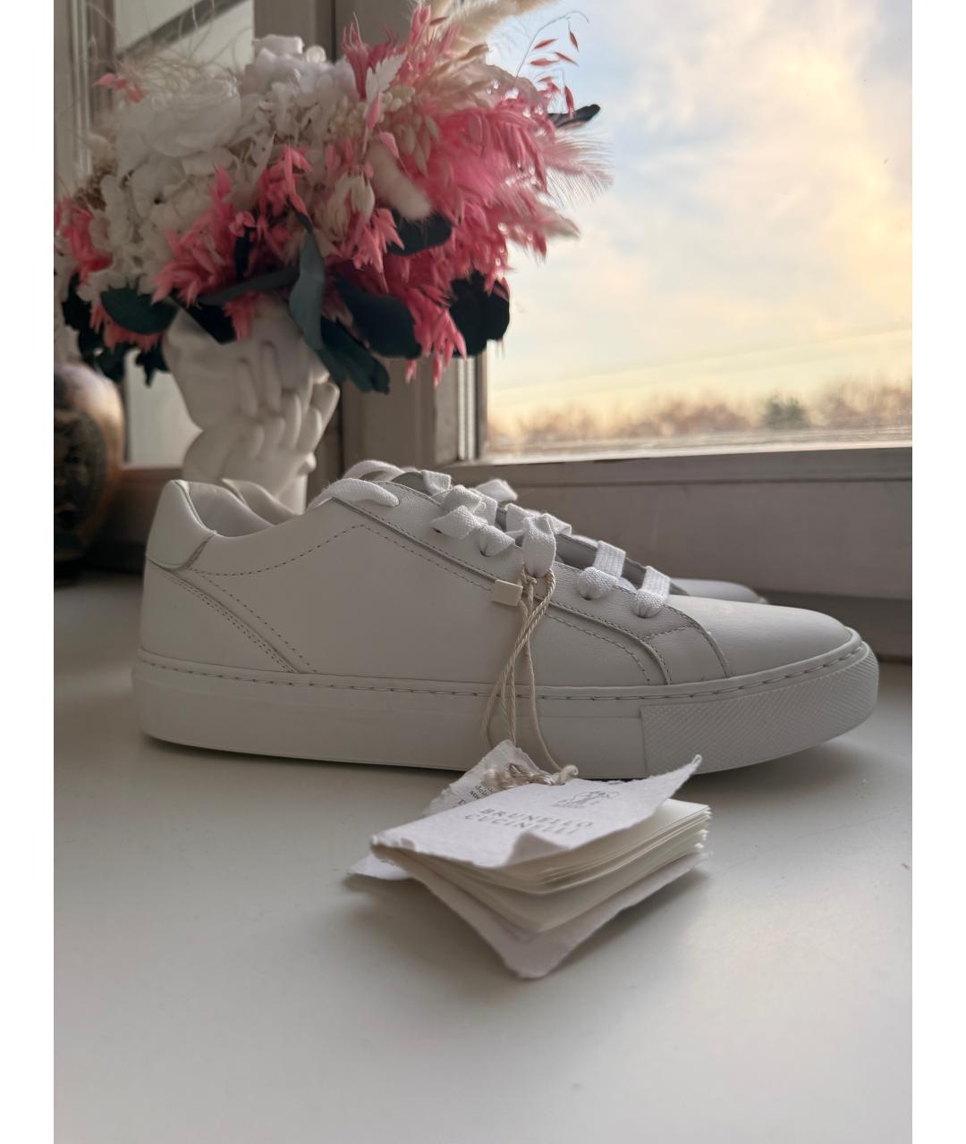 BRUNELLO CUCINELLI Белые кожаные кеды, фото 7