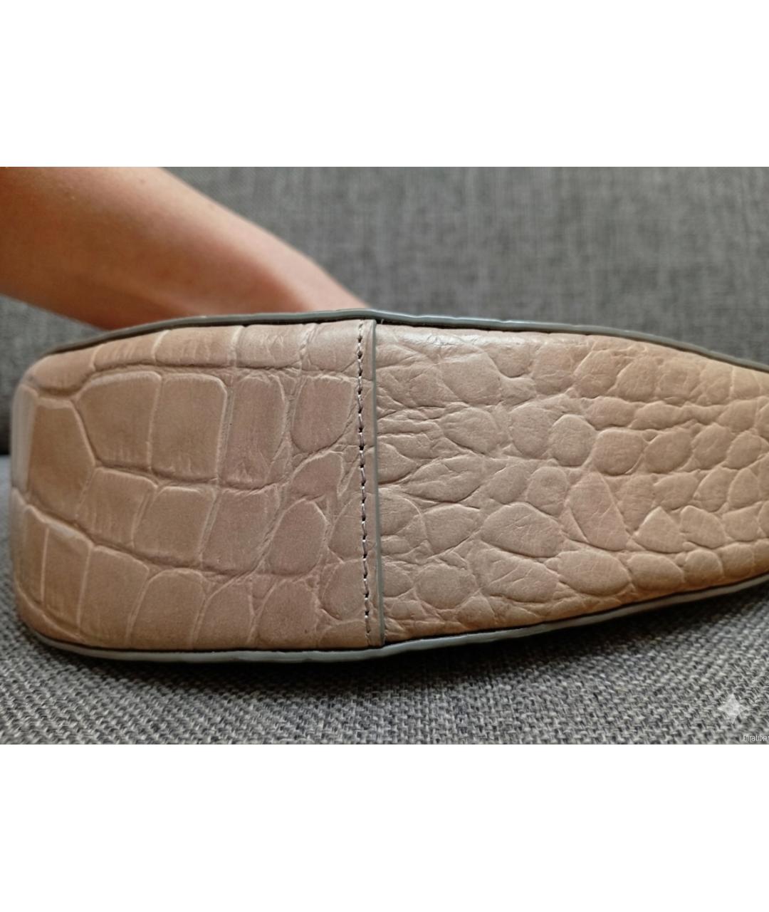 STAUD Бежевая кожаная сумка с короткими ручками, фото 5