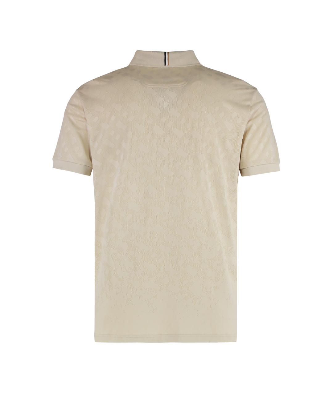 HUGO BOSS Бежевое синтетическое поло с коротким рукавом, фото 2