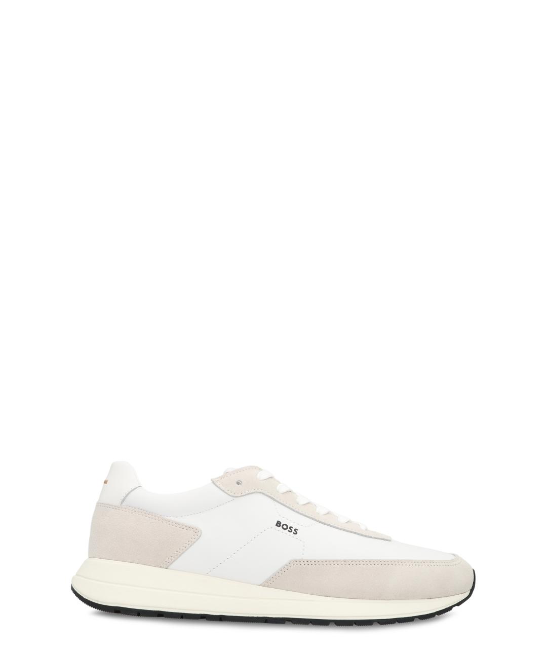 HUGO BOSS Бежевые кожаные низкие кроссовки / кеды, фото 1