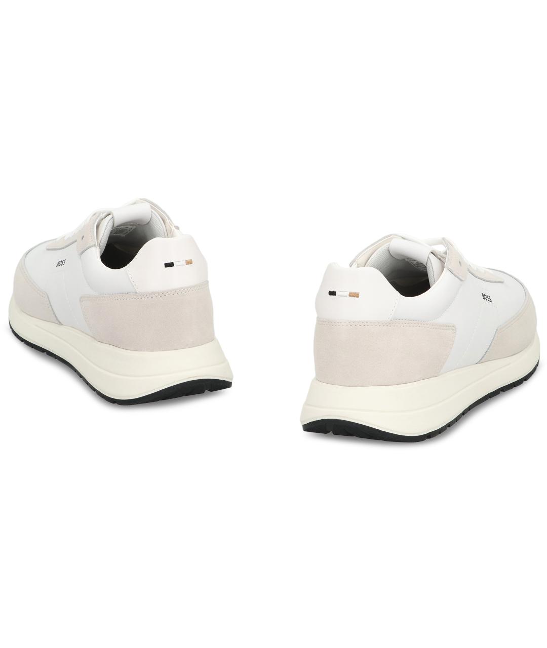HUGO BOSS Бежевые кожаные низкие кроссовки / кеды, фото 4