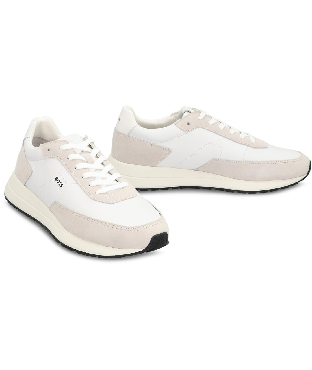 HUGO BOSS Бежевые кожаные низкие кроссовки / кеды, фото 3