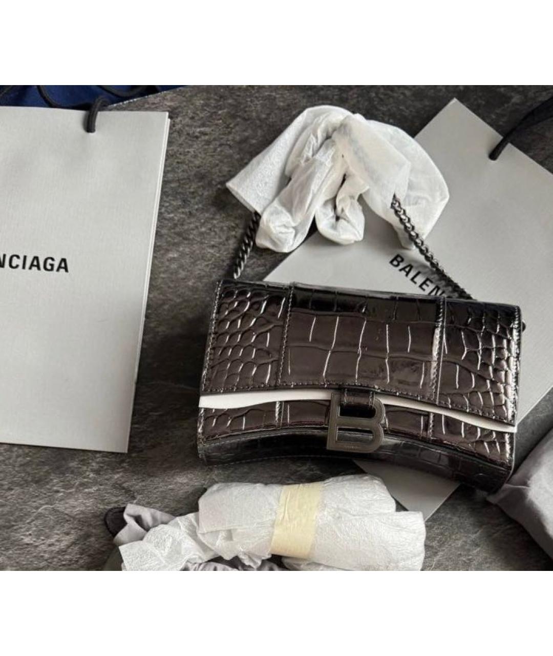 BALENCIAGA Черная сумка через плечо из лакированной кожи, фото 5