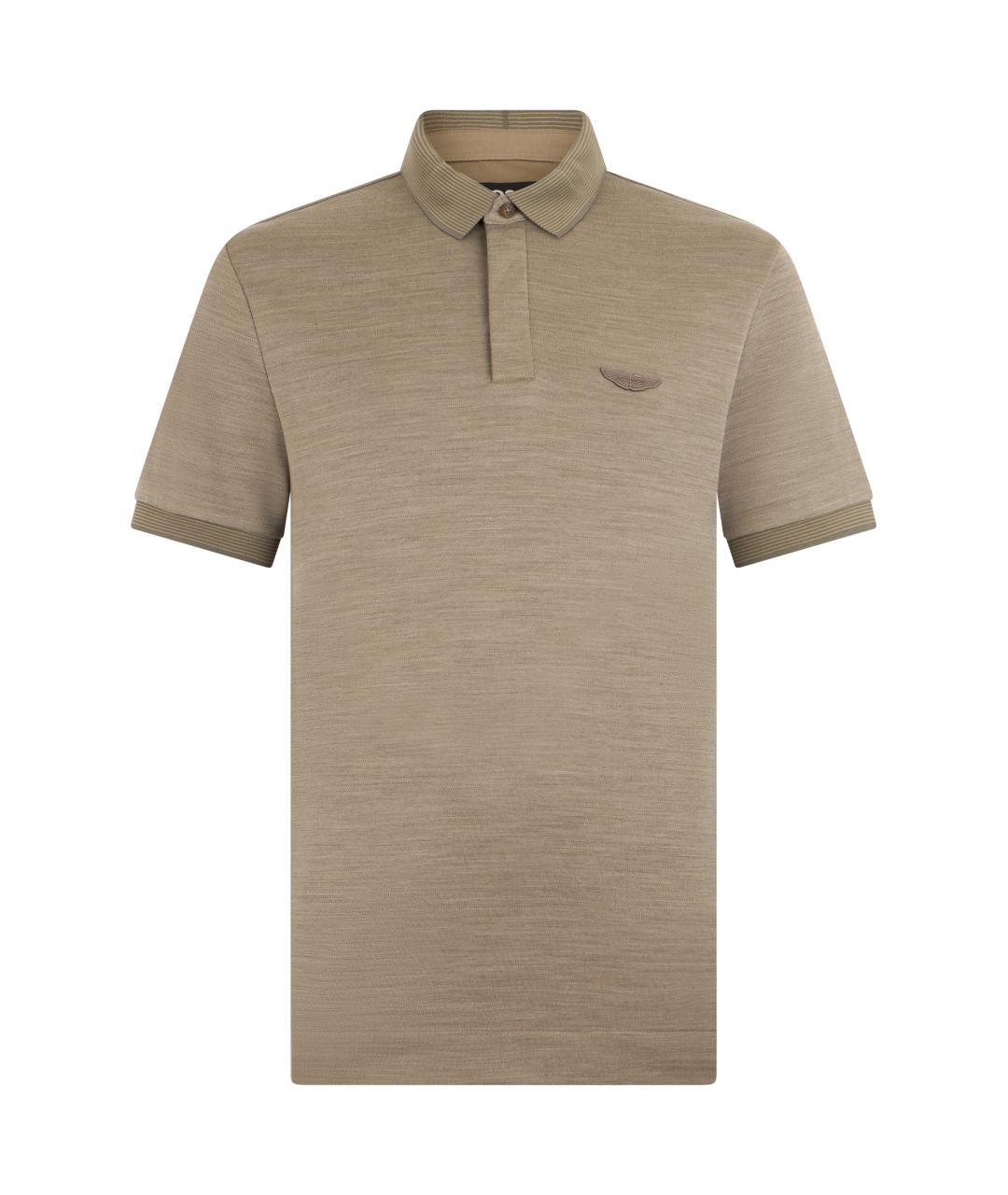 HUGO BOSS Бежевое хлопковое поло с коротким рукавом, фото 3