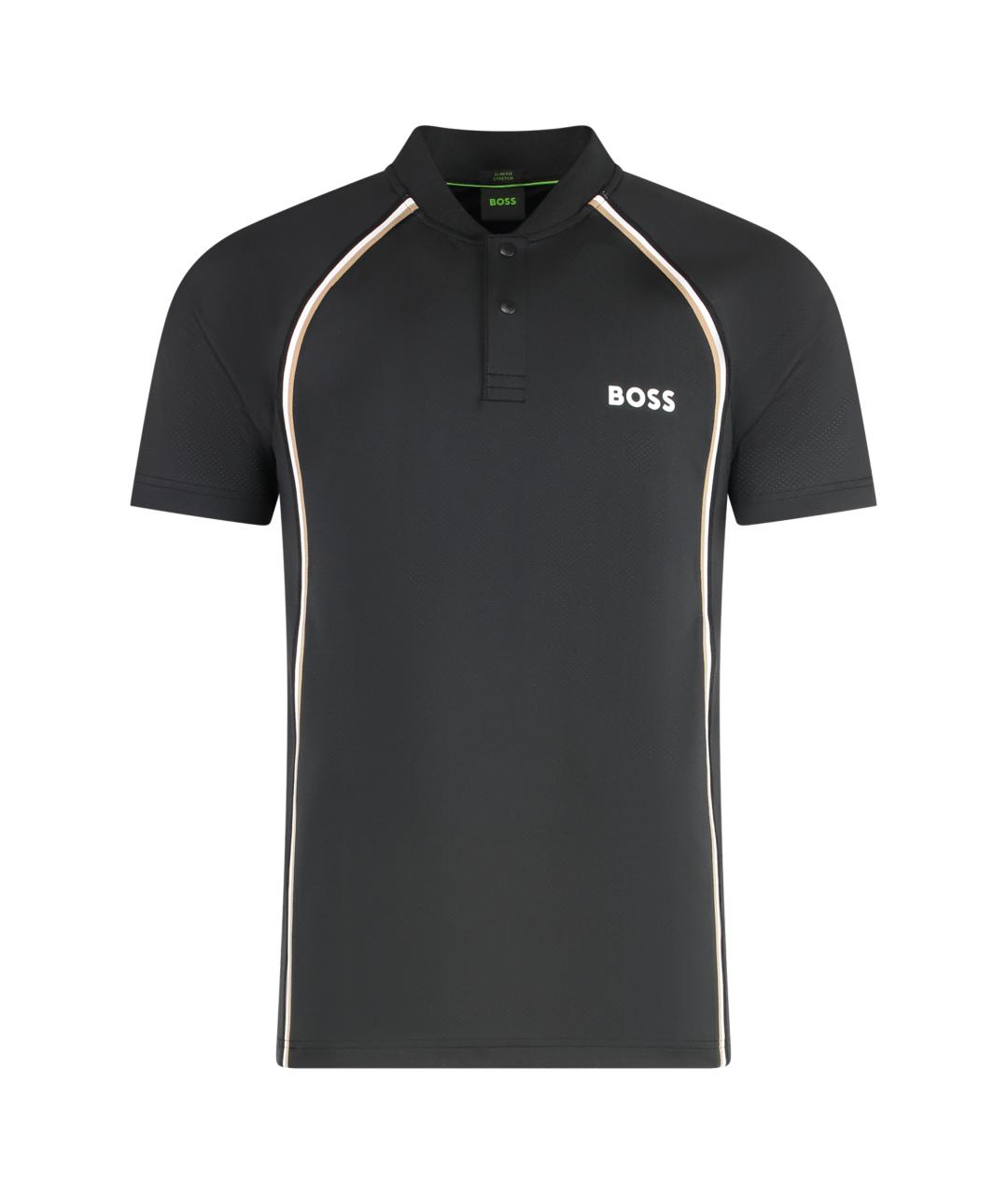 HUGO BOSS Черное синтетическое поло с коротким рукавом, фото 1
