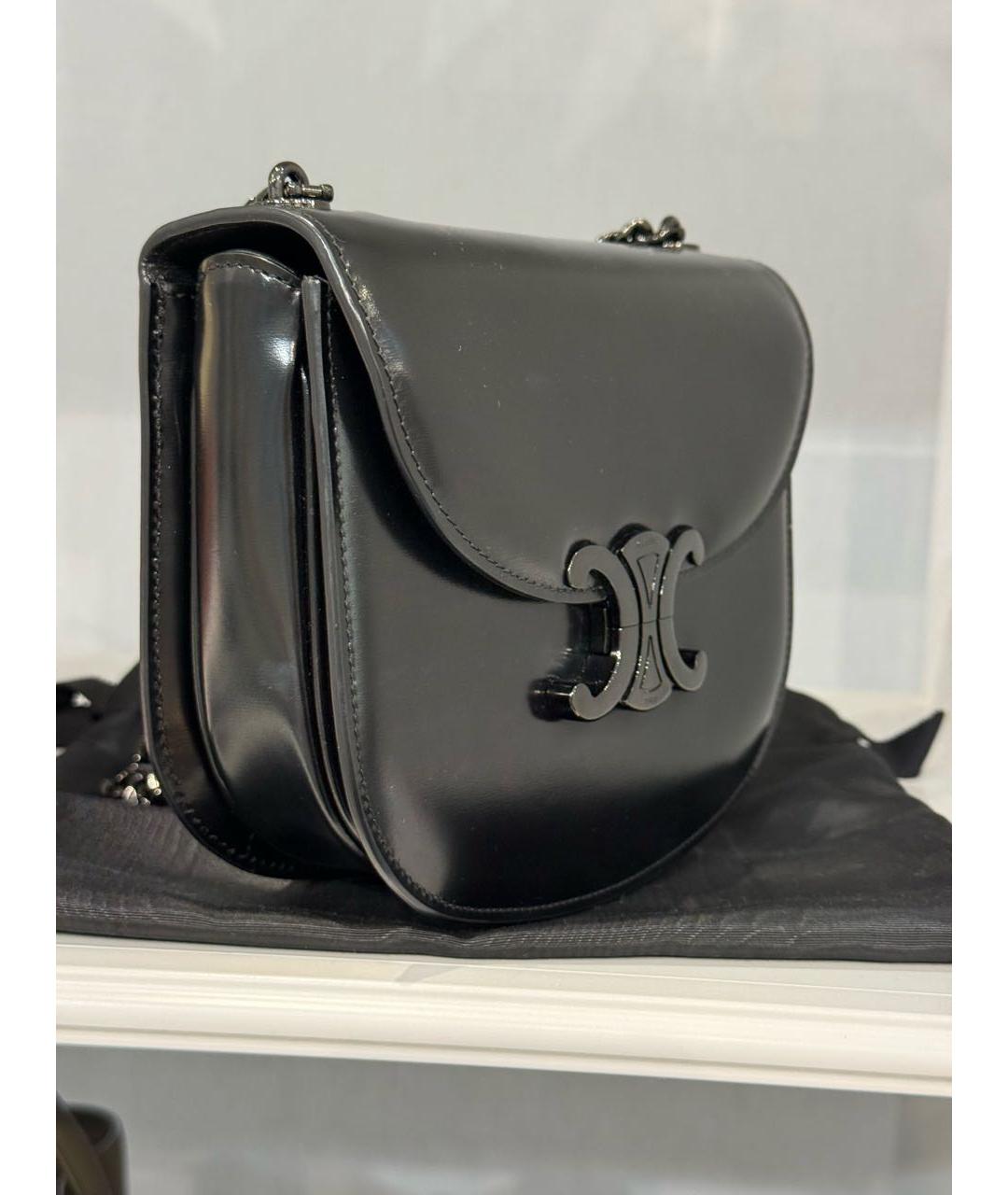 CELINE Черная кожаная сумка через плечо, фото 3