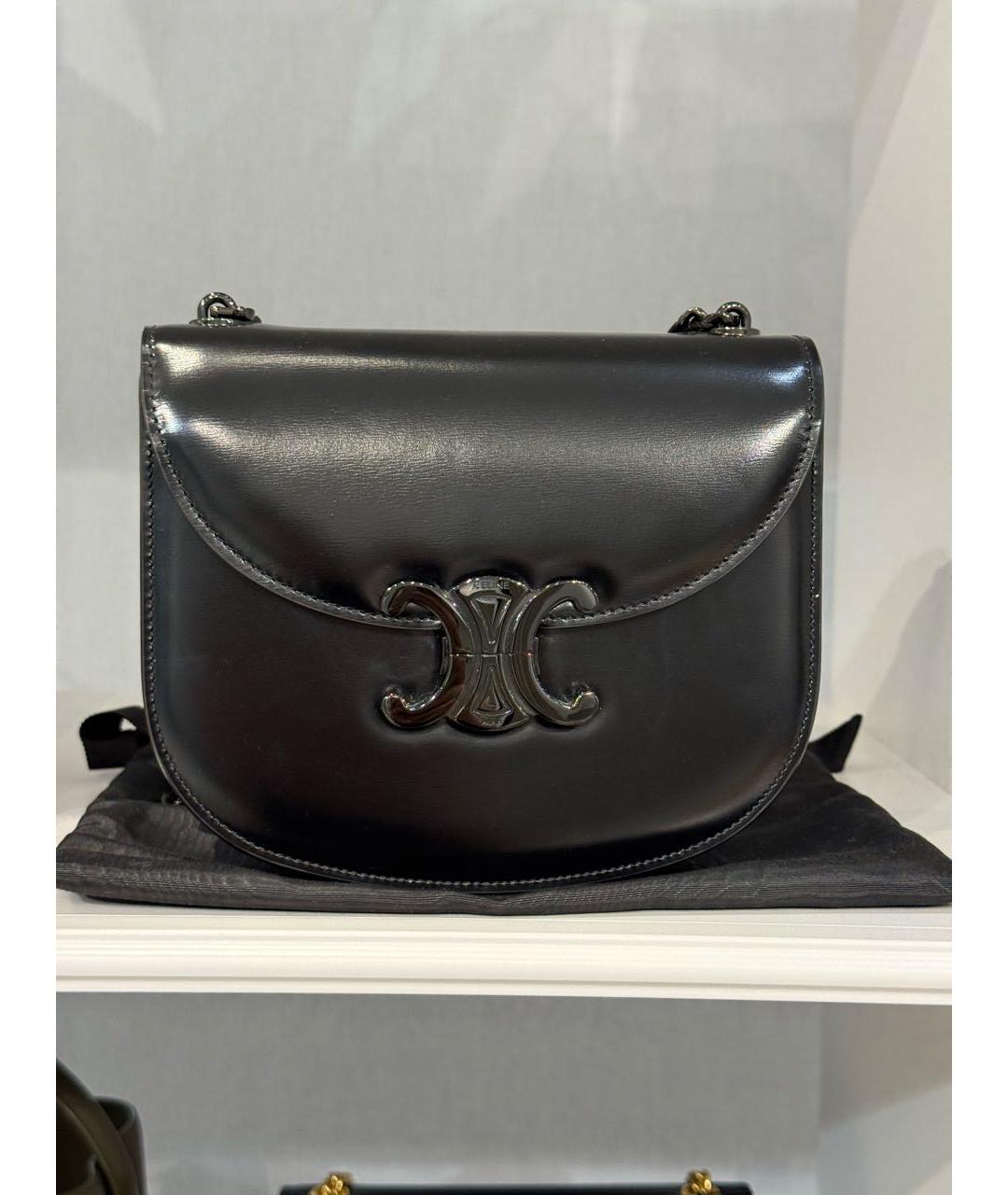 CELINE Черная кожаная сумка через плечо, фото 4