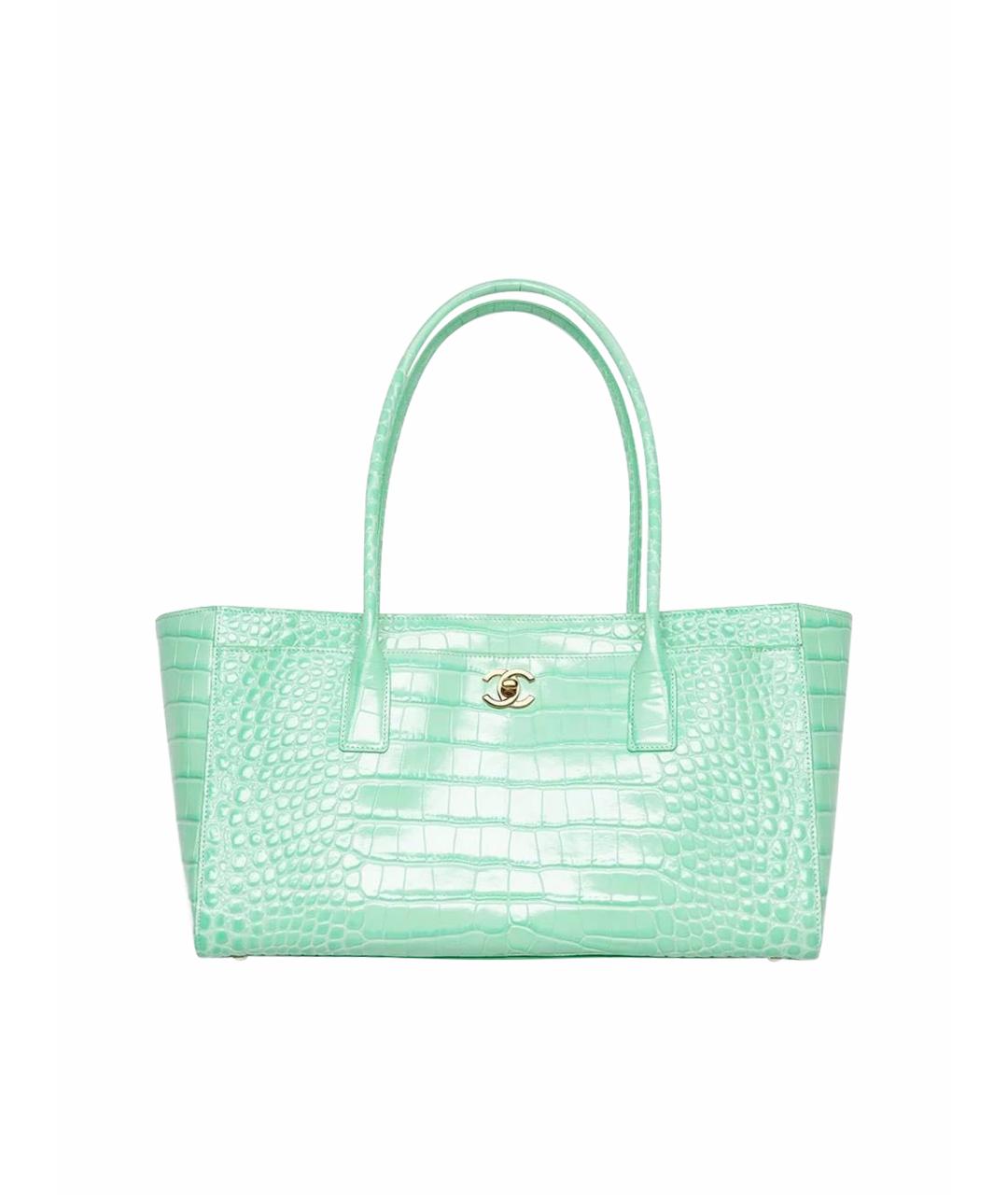 CHANEL Салатовая сумка тоут из лакированной кожи, фото 1
