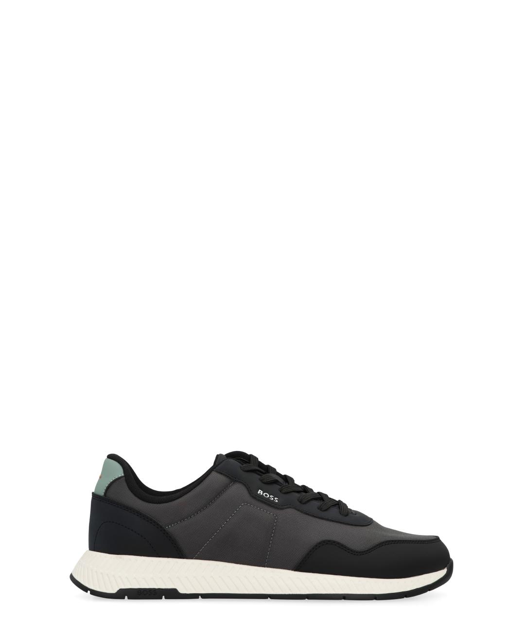 HUGO BOSS Черные синтетические низкие кроссовки / кеды, фото 1