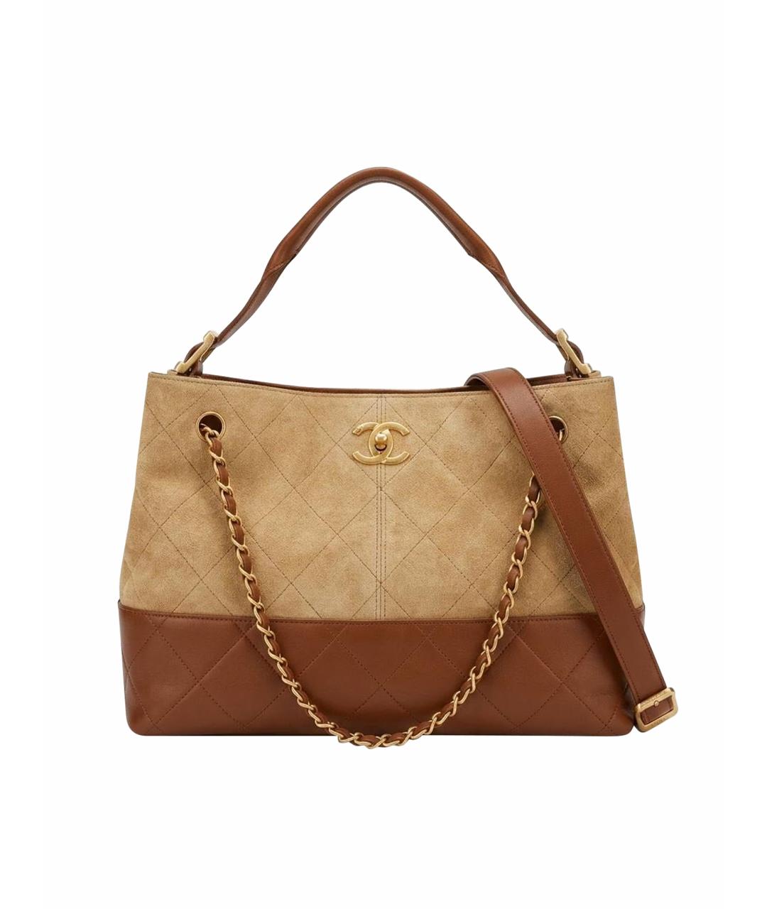 CHANEL Коричневая кожаная сумка тоут, фото 1