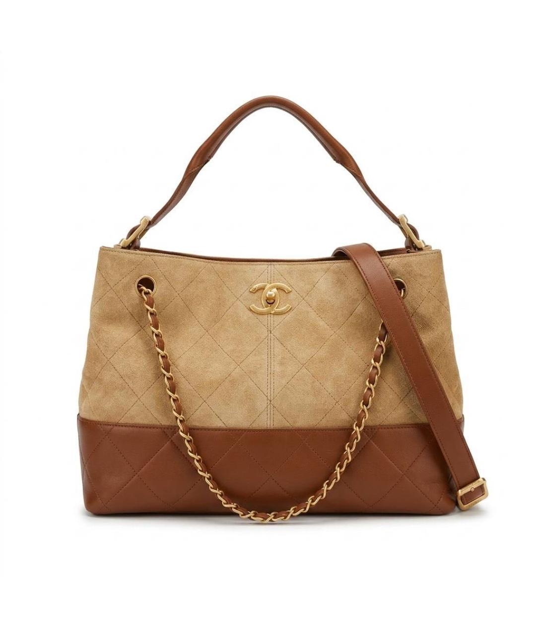 CHANEL Коричневая кожаная сумка тоут, фото 2