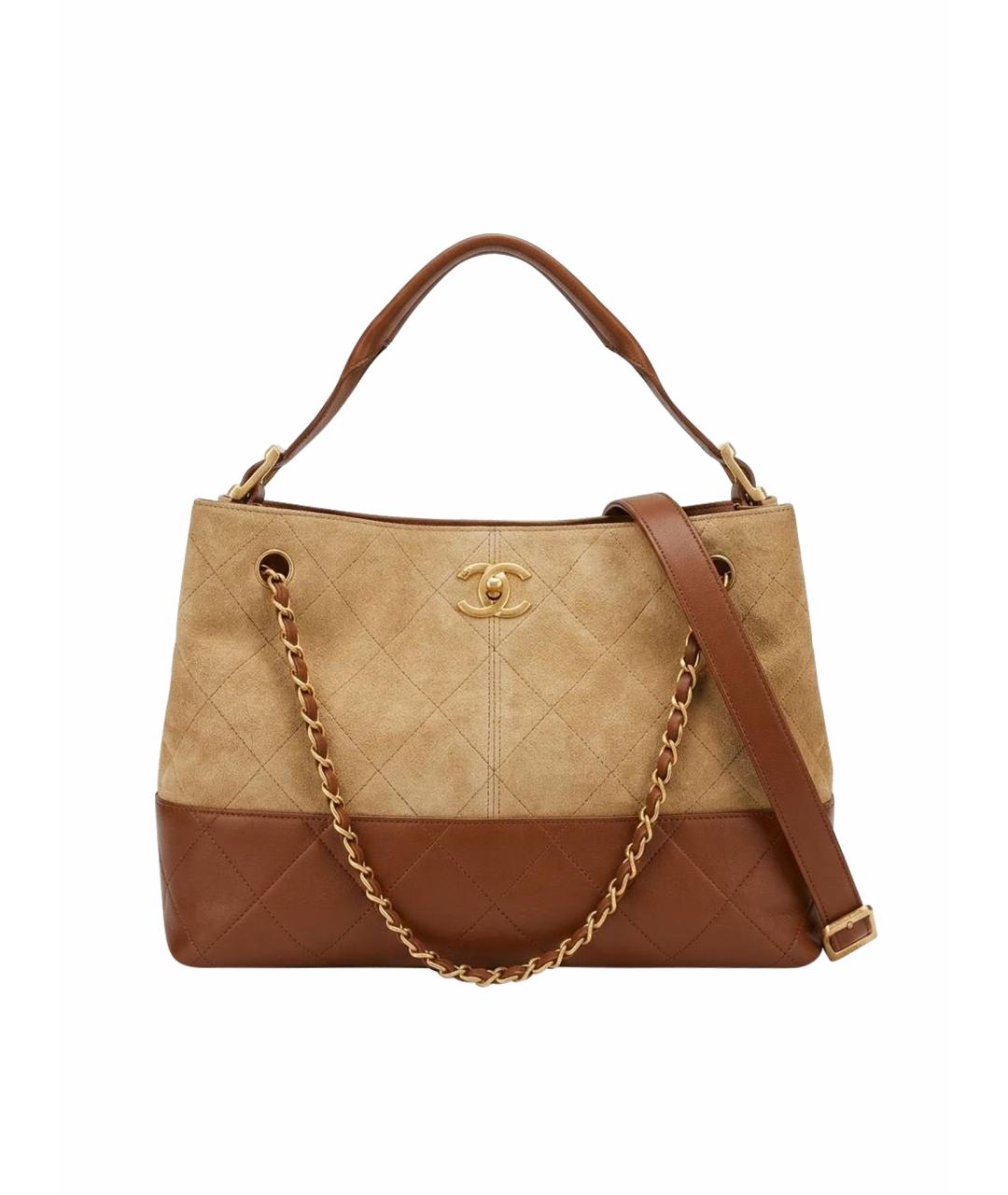 CHANEL Коричневая кожаная сумка тоут, фото 3