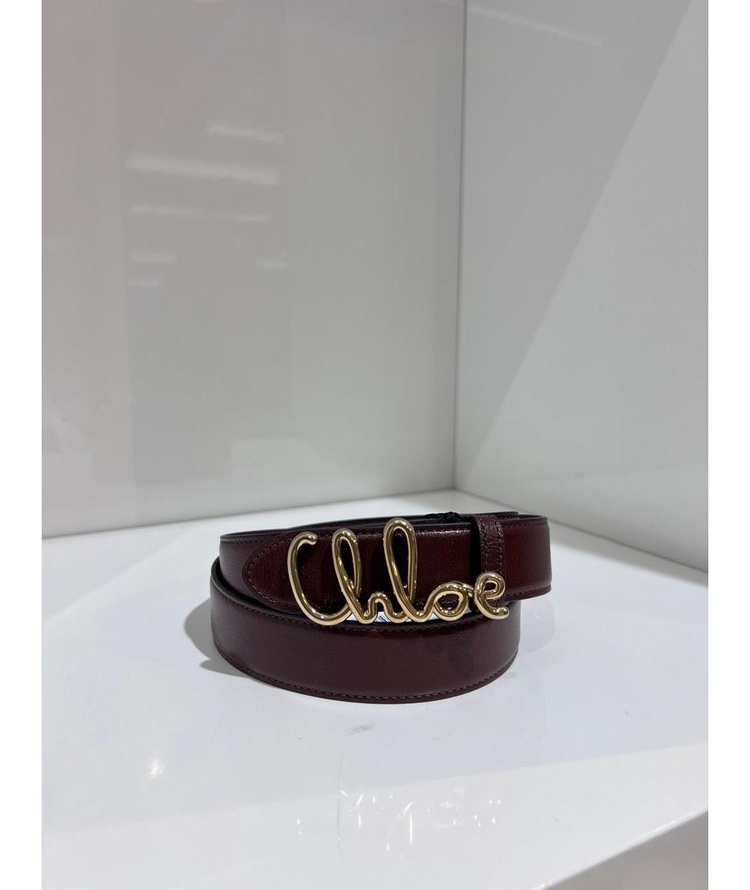 CHLOE Бордовый кожаный ремень, фото 2