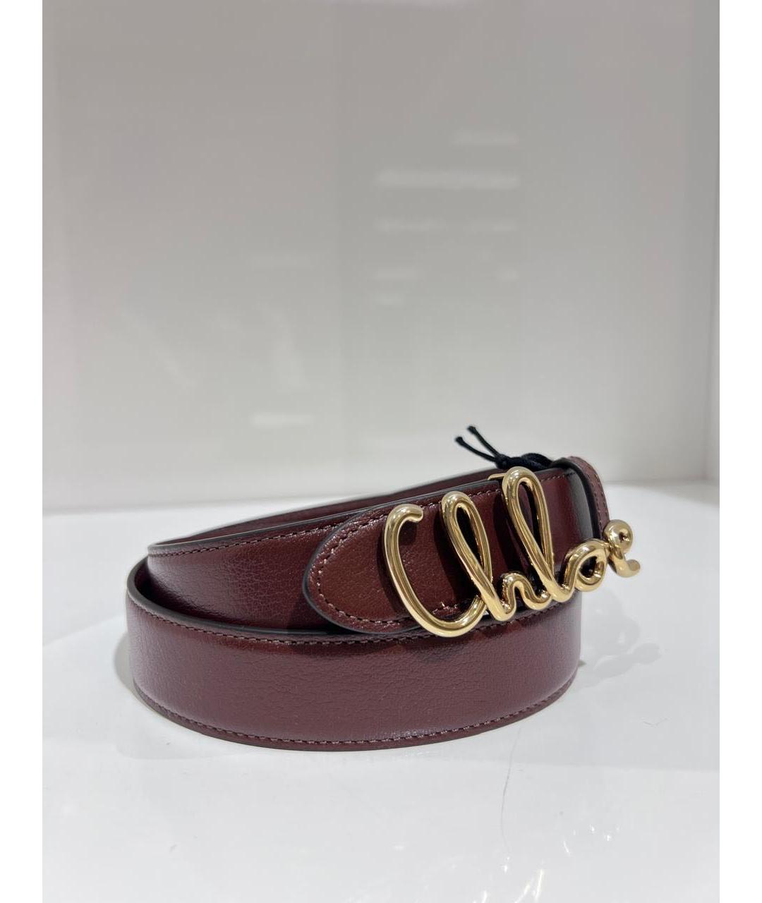 CHLOE Бордовый кожаный ремень, фото 3