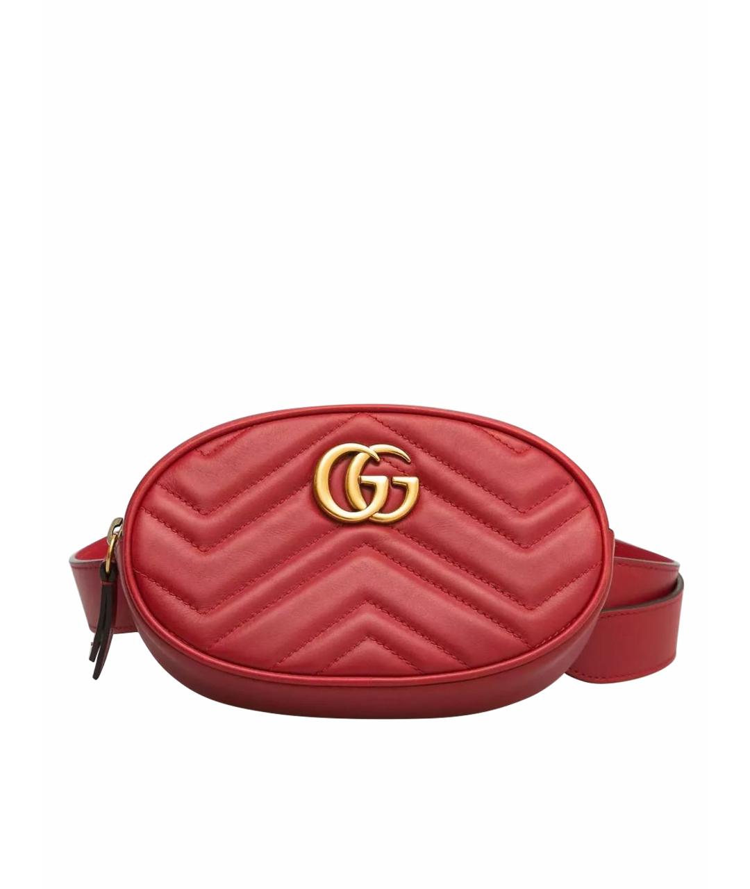 GUCCI Красная кожаная поясная сумка, фото 1