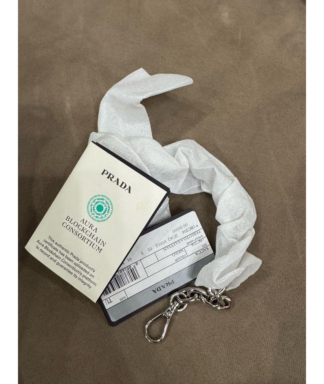 PRADA Черная синтетическая сумка с короткими ручками, фото 6