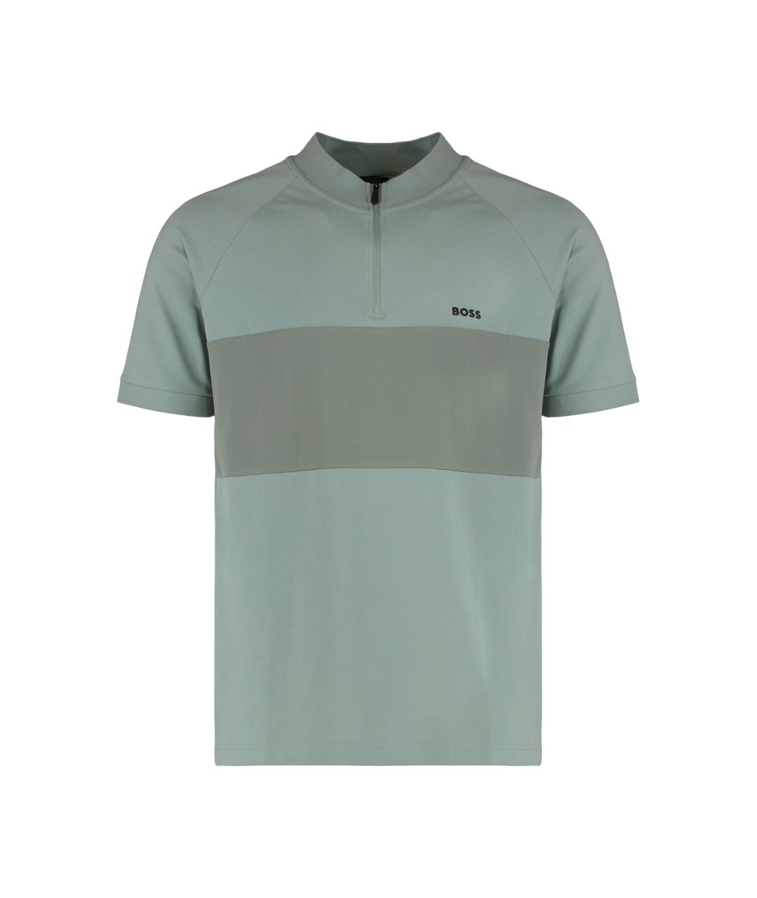 HUGO BOSS Зеленое хлопко-полиэстеровое поло с коротким рукавом, фото 1