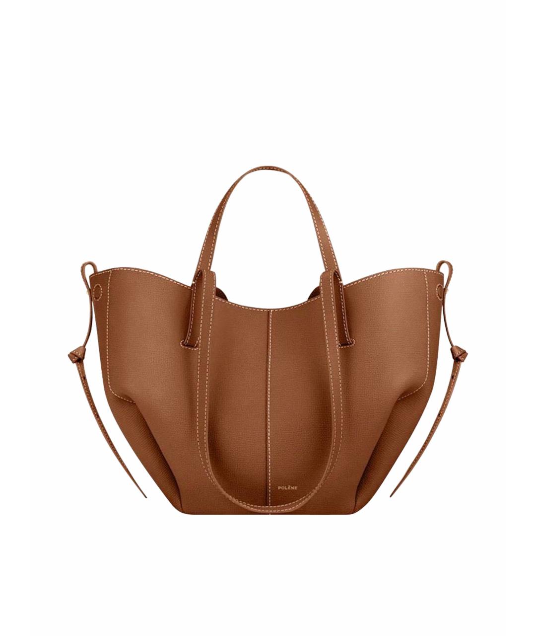 POLENE Коричневая кожаная сумка через плечо, фото 1
